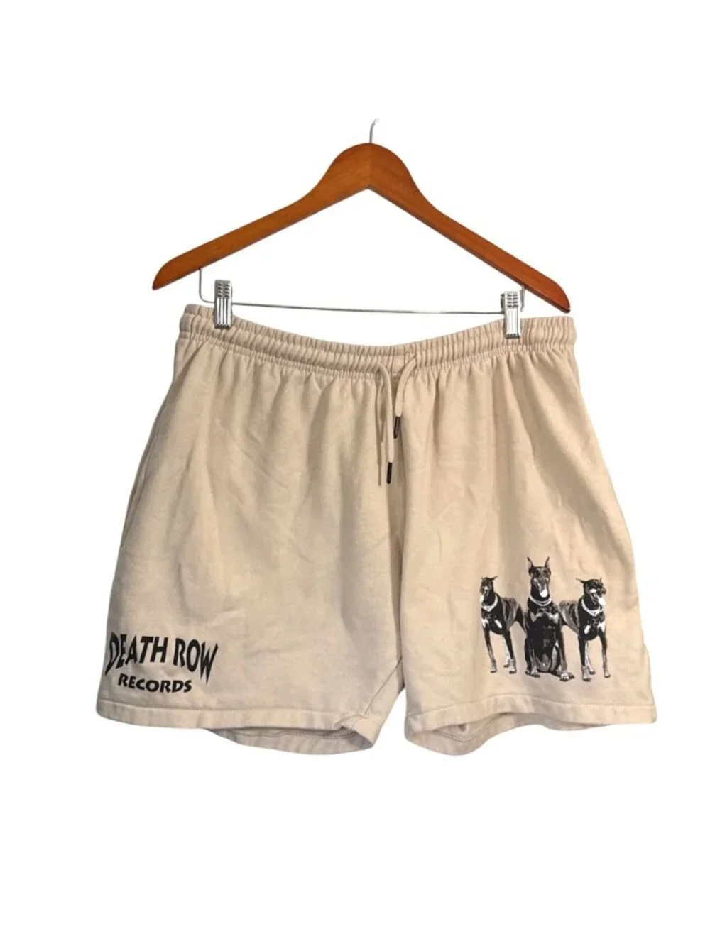 Death Row Records Beige Graphic Sweat Shorts 2XL Cotton/Polyester Mens Casual Lo
